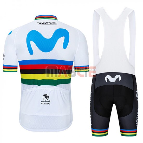 Maglia UCI Mondo Campione Movistar Manica Corta 2019 Bianco Blu - Clicca l'immagine per chiudere